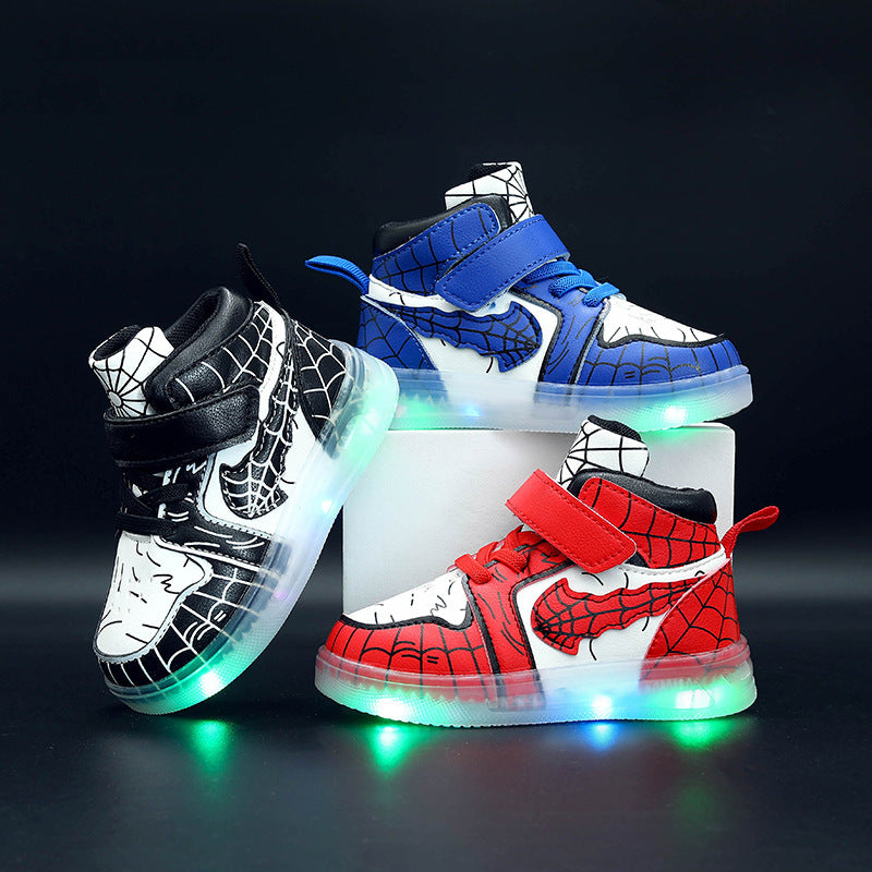 New Style LED-lit Leather Sneakers For Boys