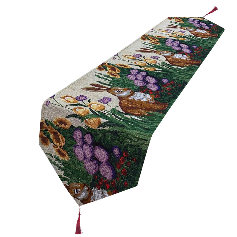 Easter Rabbit Egg Table Runner American-style Village Style Tablecloth