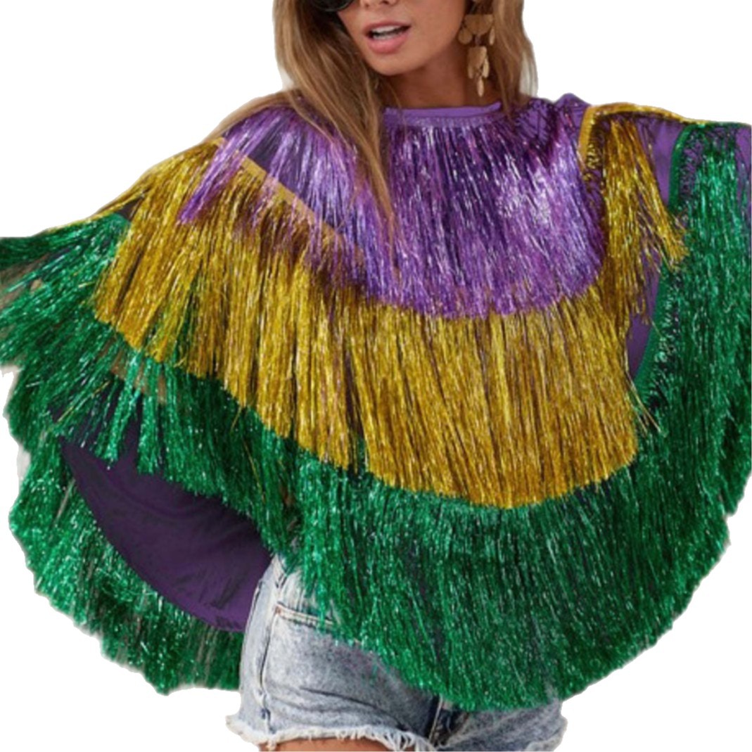 Carnival Party Metallic Raincoat Top Stage Performance Costume