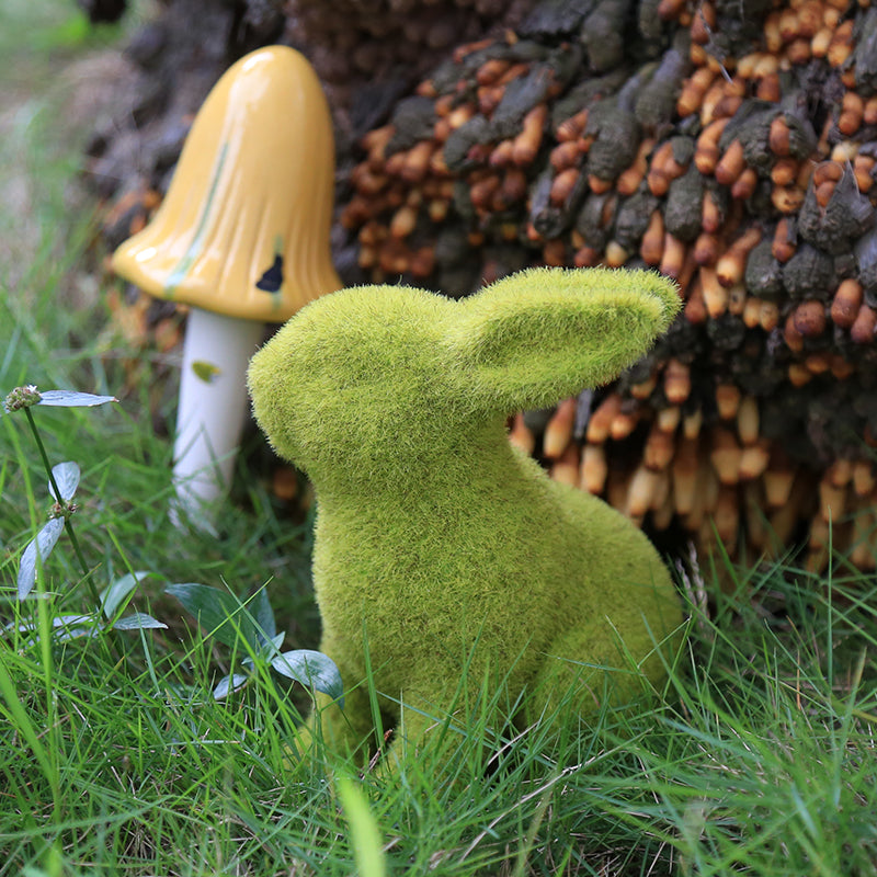 Flocking Artificial Plant Grass Animal Easter Rabbit Ornament