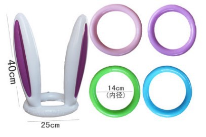 Inflatable Bunny Ear Ring Bunny Head Game Ring Inflatable Toy with Ring