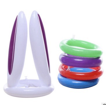 Inflatable Bunny Ear Ring Bunny Head Game Ring Inflatable Toy with Ring