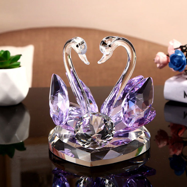 Noble Purple Crystal Swan Wedding Gift Souvenir Pink Blue Birthday Gift For Girls