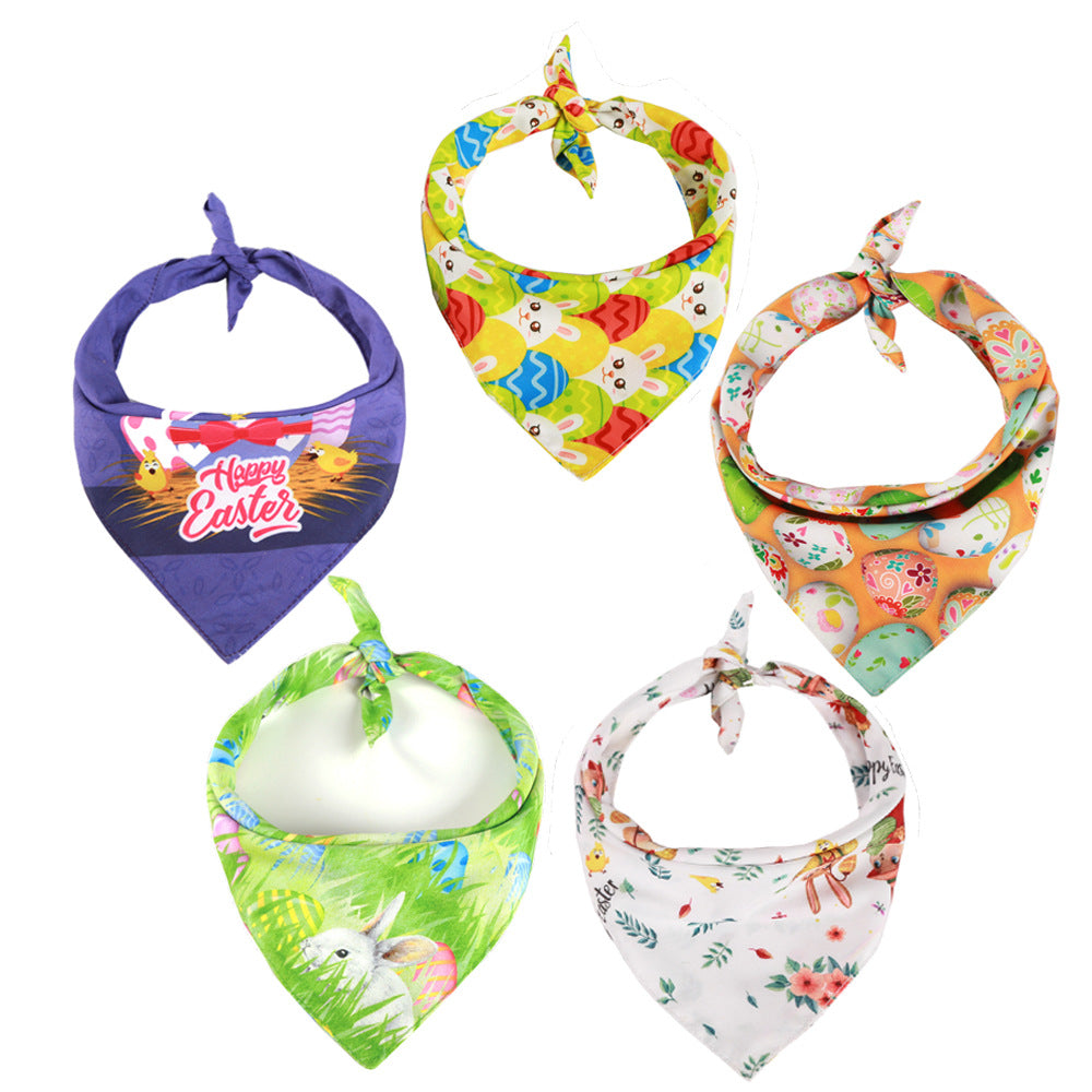 New Cross-Border Easter Pet Dress Up Bunny Egg Scarf Saliva Towel Easter Holiday Supplies For Cats And Dogs