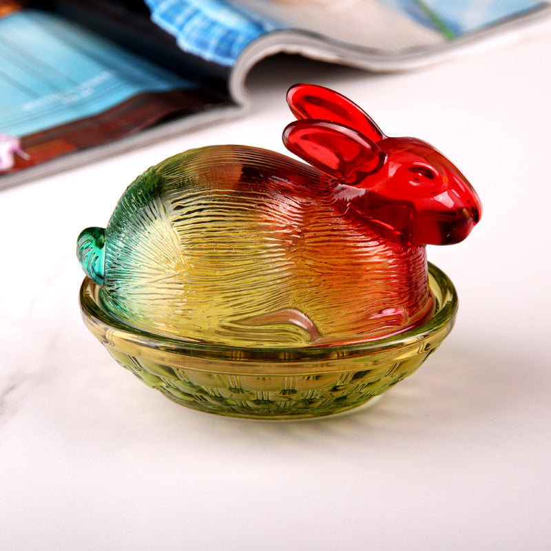 Crystal Glass Easter Cute Rabbit Candy Jar