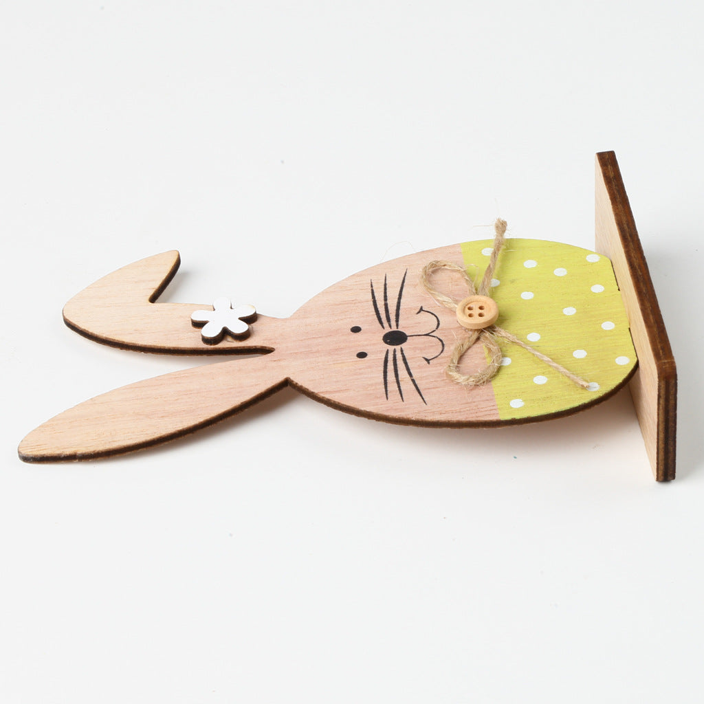 Wooden Spring New Easter Wooden Rabbit Nordic Style Home Ornament Decoration Craft