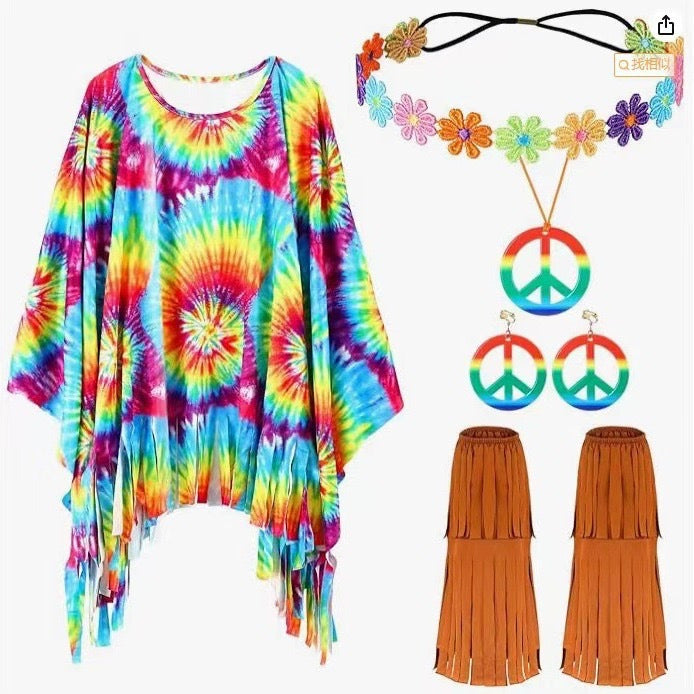 Tie Dye Cloak Party Clothing Suit
