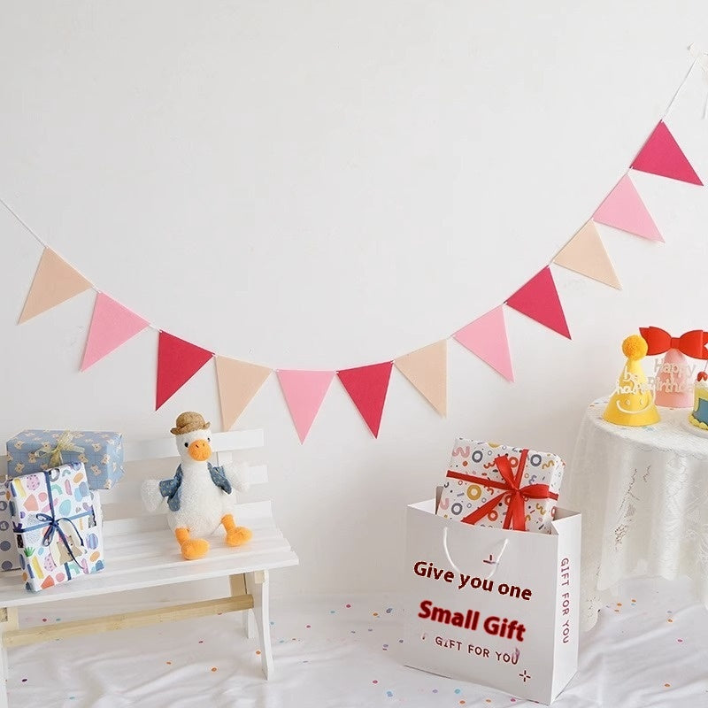 Felt Triangle Hanging Flag Baby Birthday Party Layout