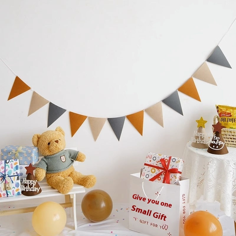 Felt Triangle Hanging Flag Baby Birthday Party Layout