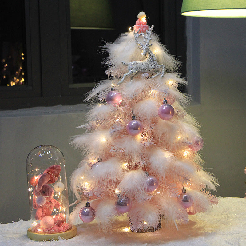 Christmas Ornament Desktop Small Tree Christmas Tree Feather Decoration Tree