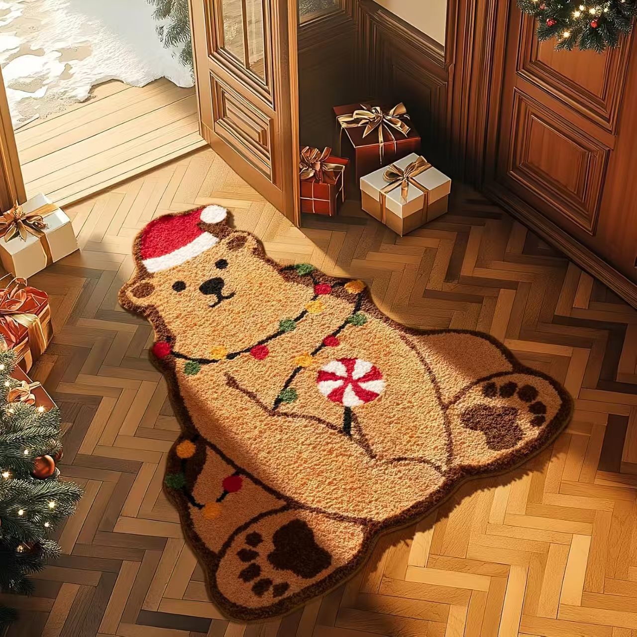 Christmas Atmosphere Cashmere Irregular Shape Hallway Mat