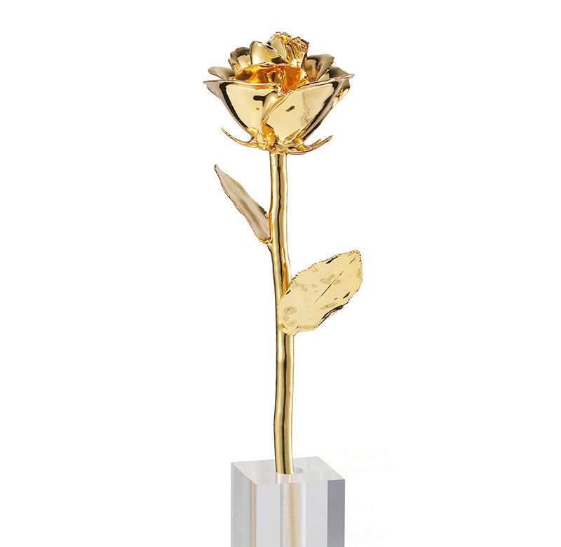Single Gold-leaf Rose Flower Fully Plated In 24k Gold