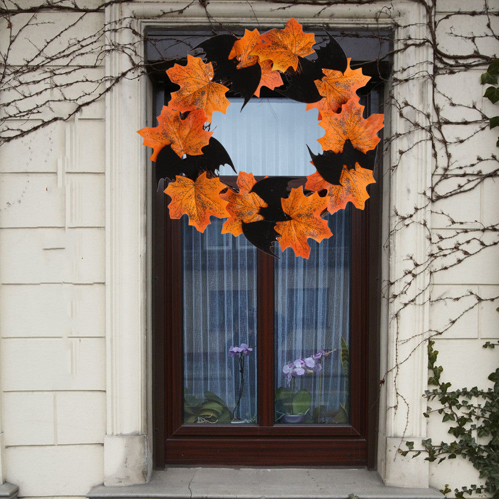 Halloween Bat Garland Pendant Bar Decoration Window Door Hanging Halloween Maple Leaf Garland