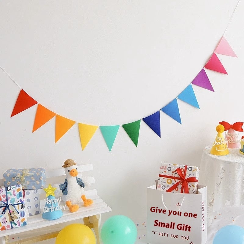 Felt Triangle Hanging Flag Baby Birthday Party Layout