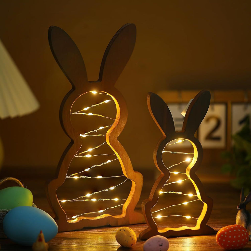 Easter Rabbit Nightlight Wooden Party Decoration Ornaments