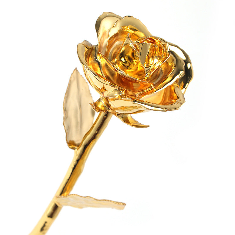 Single Gold-leaf Rose Flower Fully Plated In 24k Gold