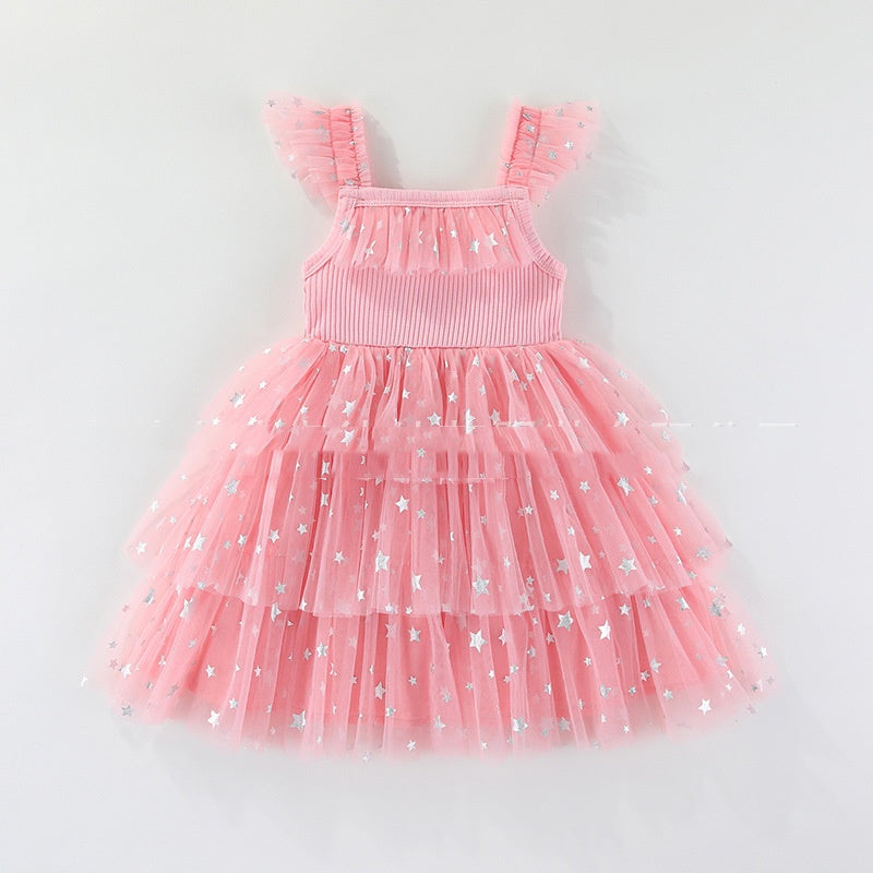 Easter Holiday Dress Girls Puff-Sleeve Dress