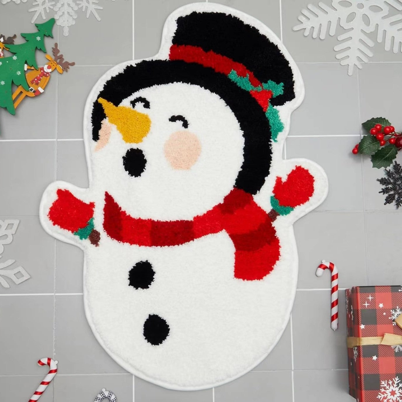 Christmas Atmosphere Cashmere Irregular Shape Hallway Mat