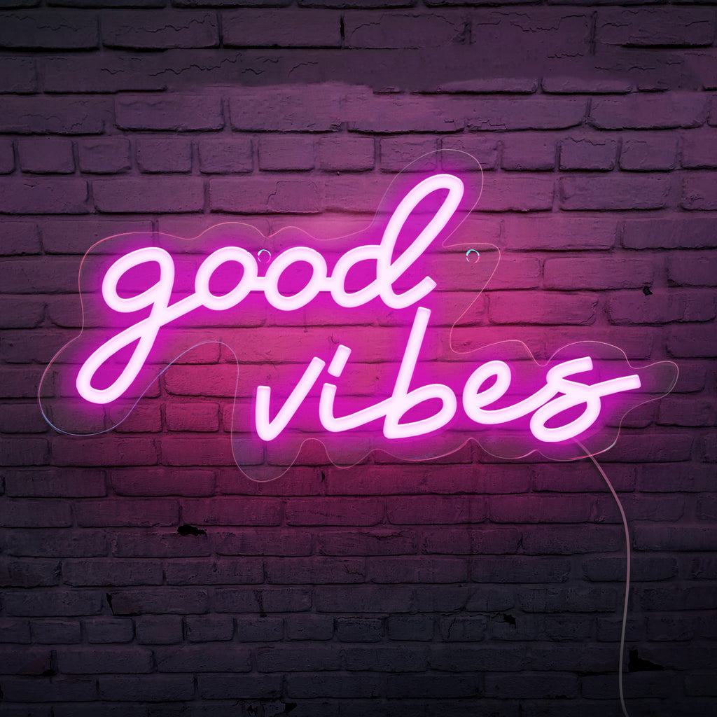 Neon Shape Good Vibes Luminous Word Acrylic
