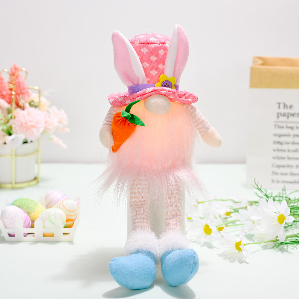 Long Legged Bunny With Easter Decorations And Lights