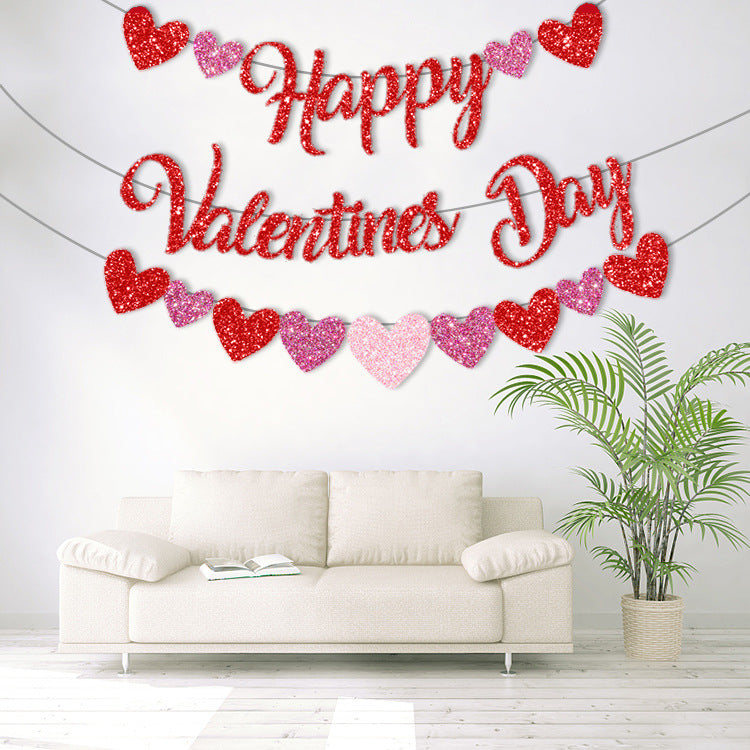 Heart Glitter Pull A Banner For Party Decorations