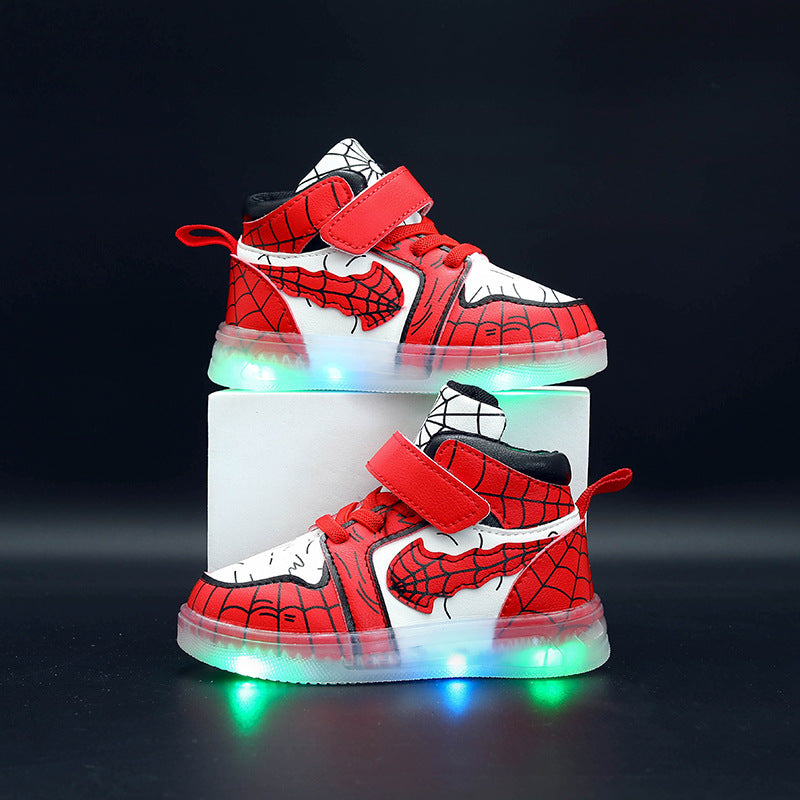 New Style LED-lit Leather Sneakers For Boys