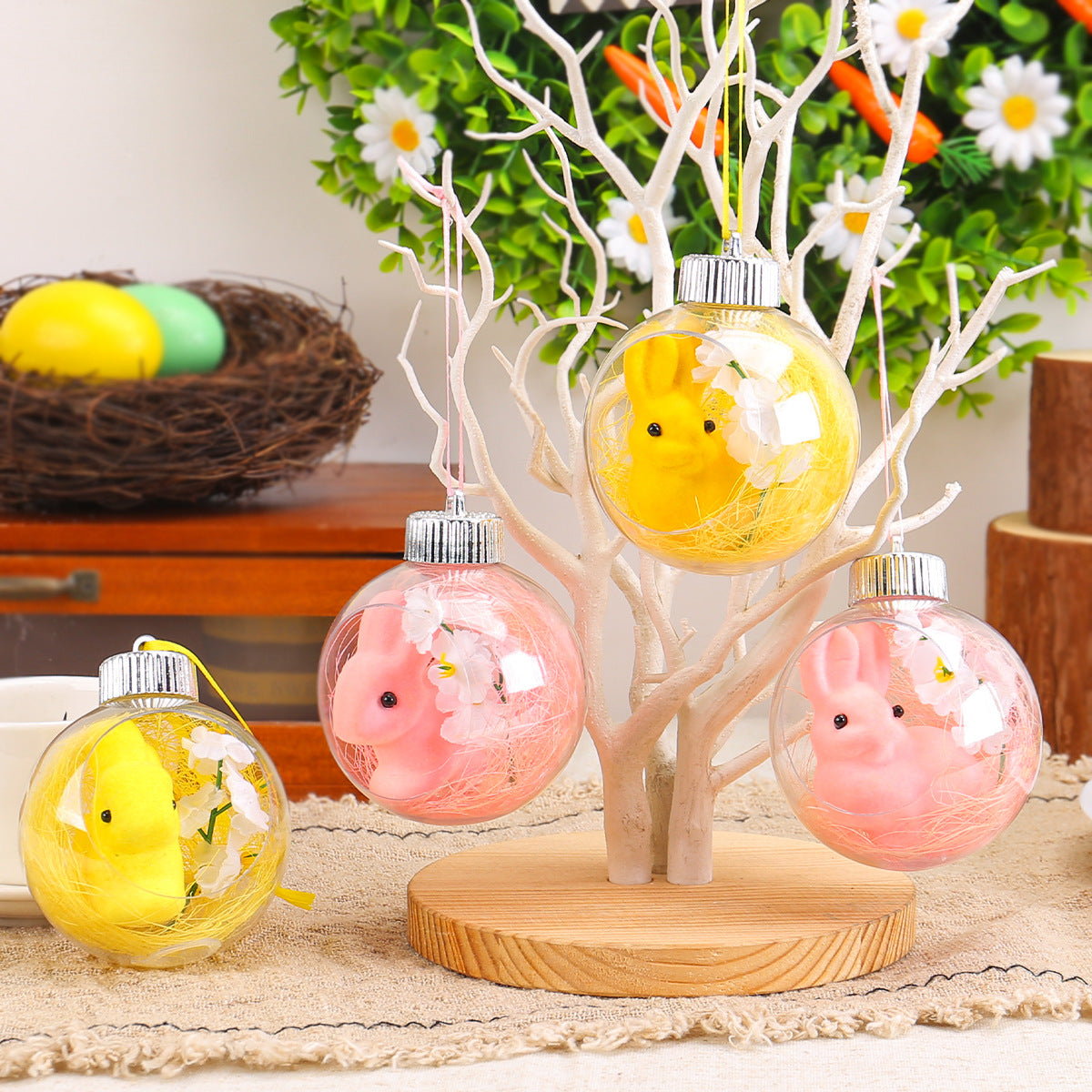 Easter Acrylic Ball Decorative Ornaments Transparent Bunny Hanging