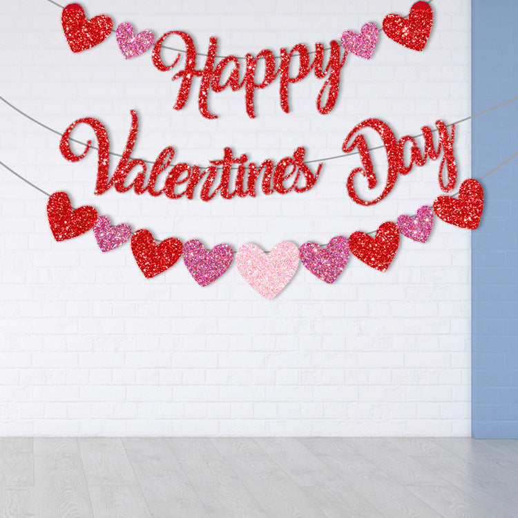 Heart Glitter Pull A Banner For Party Decorations
