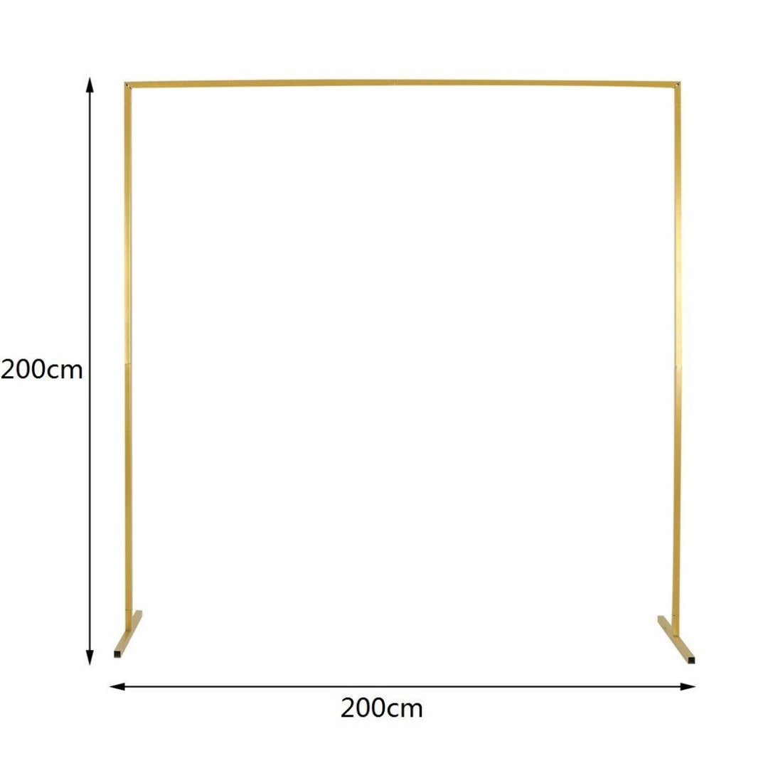 NEW Wedding Stand Flower Rack Arch Iron Party Door Garden Metal Prop Decor 2X2M -Gold UK