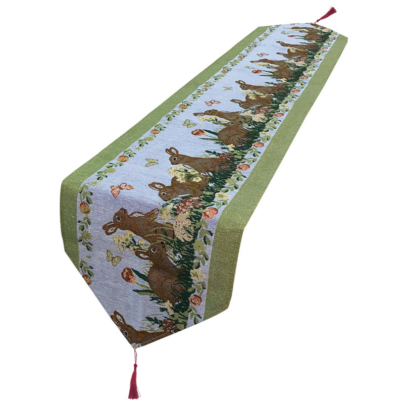 Easter Rabbit Egg Table Runner American-style Village Style Tablecloth