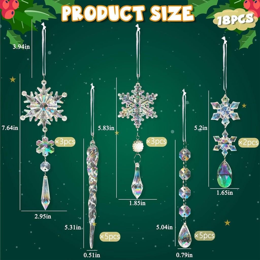 18-piece Christmas Tree Decorative Crystal Pendant
