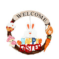 Wooden Rabbit Easter Egg Garland Pendant Wall Hanging Door Hanging