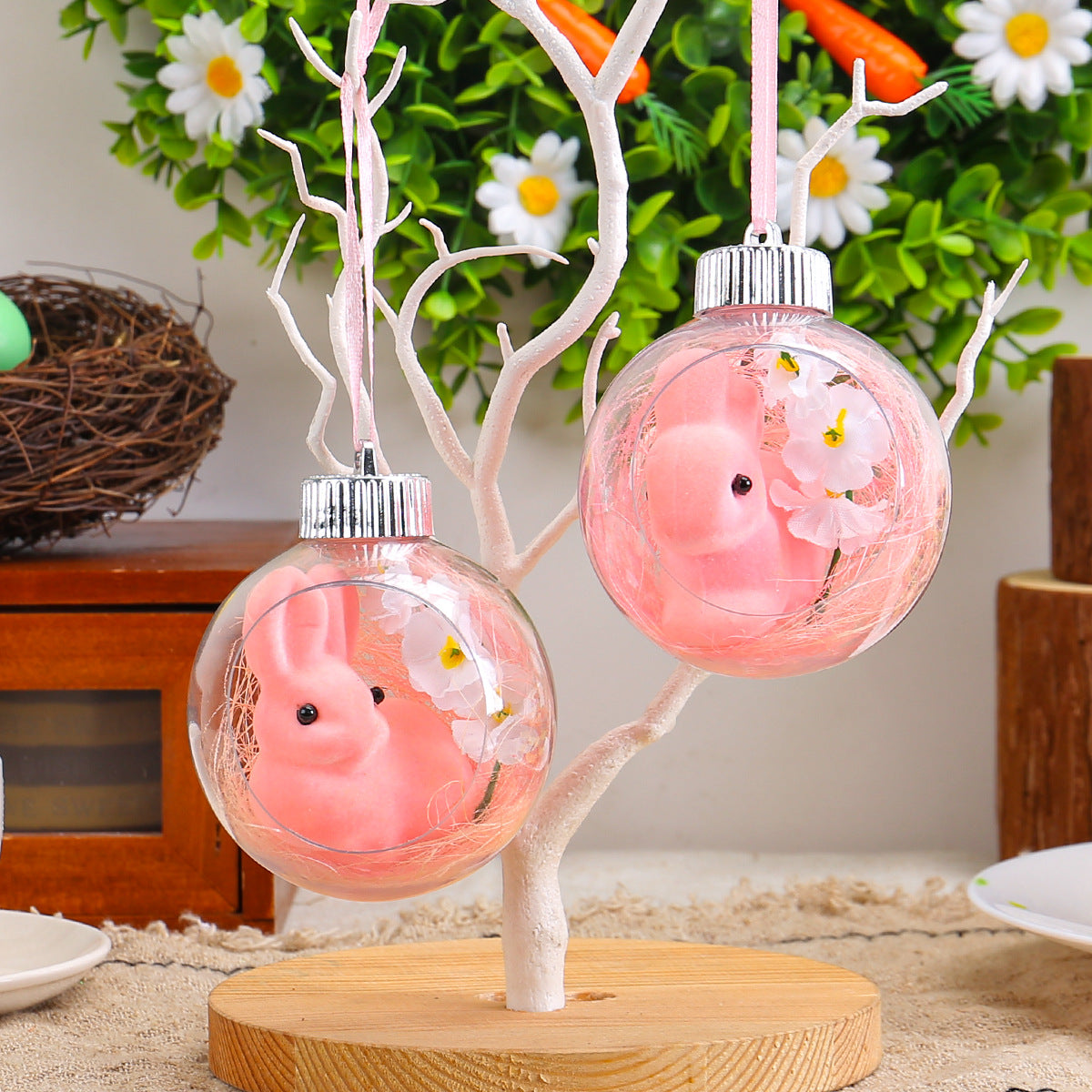 Easter Acrylic Ball Decorative Ornaments Transparent Bunny Hanging