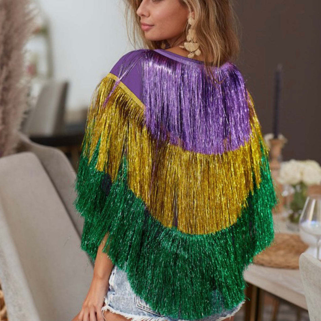 Carnival Party Metallic Raincoat Top Stage Performance Costume