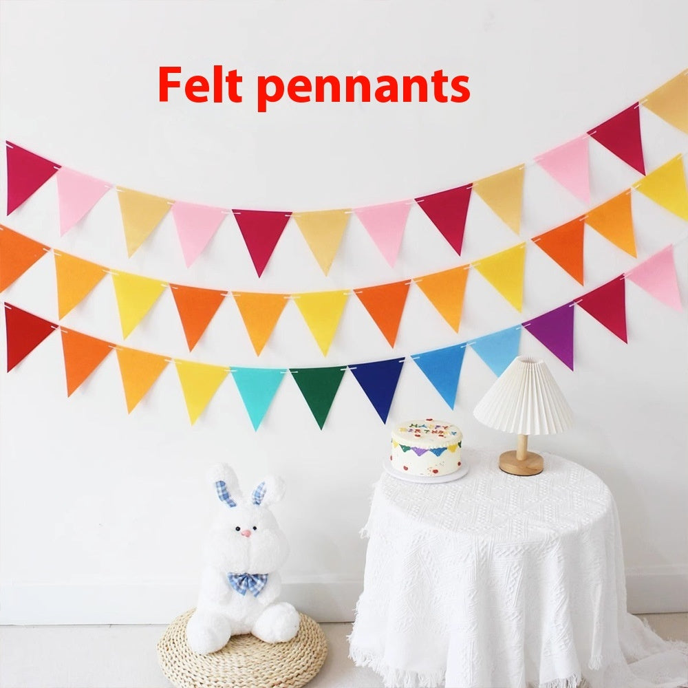 Felt Triangle Hanging Flag Baby Birthday Party Layout