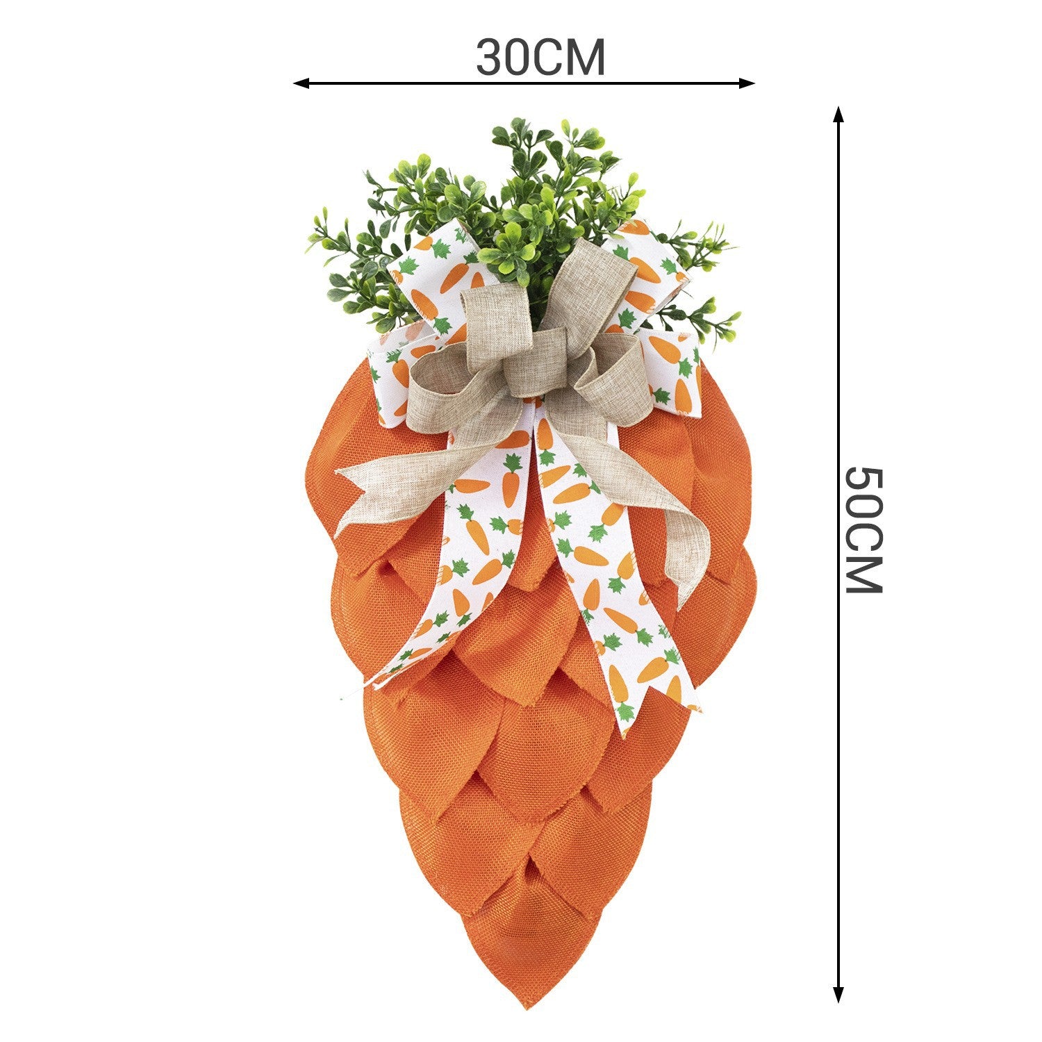 Easter Carrot Wreath Rustic Bow Cloth Wreath Garland With Green Leaves For Front Door Decoration