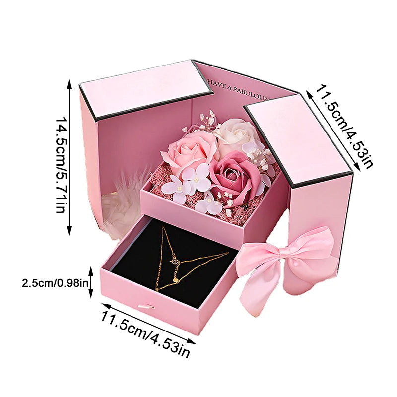 Red Rose Packaging Box For Double Opening Bow Knot Door
