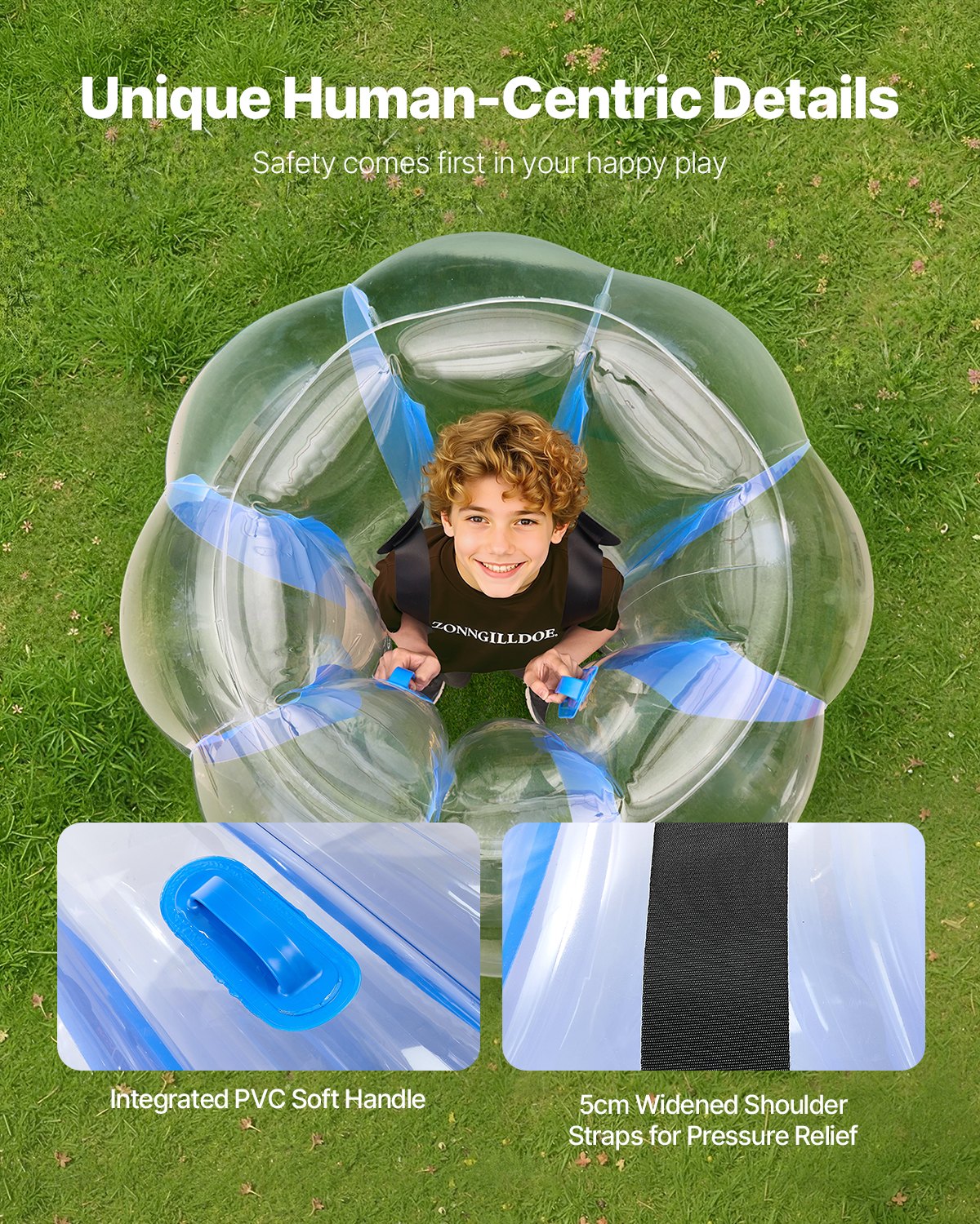 Inflatable Bumper Balls 1-Pack, 4FT/1.2M Body Sumo Zorb Ball, Durable Thick PVC Human Hamster Bubble Knocker For Outdoor Sports Team Gaming Play, Bopper Toy For Garden Yard Park, Blue Stripes