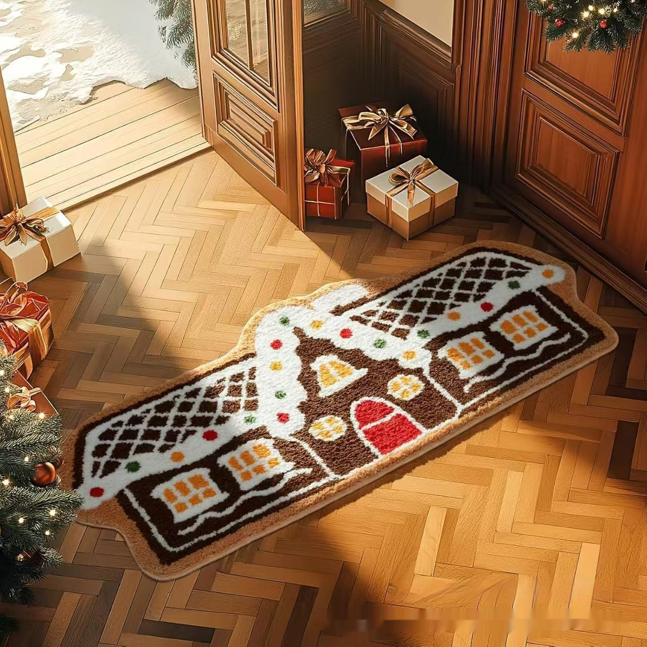 Christmas Atmosphere Cashmere Irregular Shape Hallway Mat
