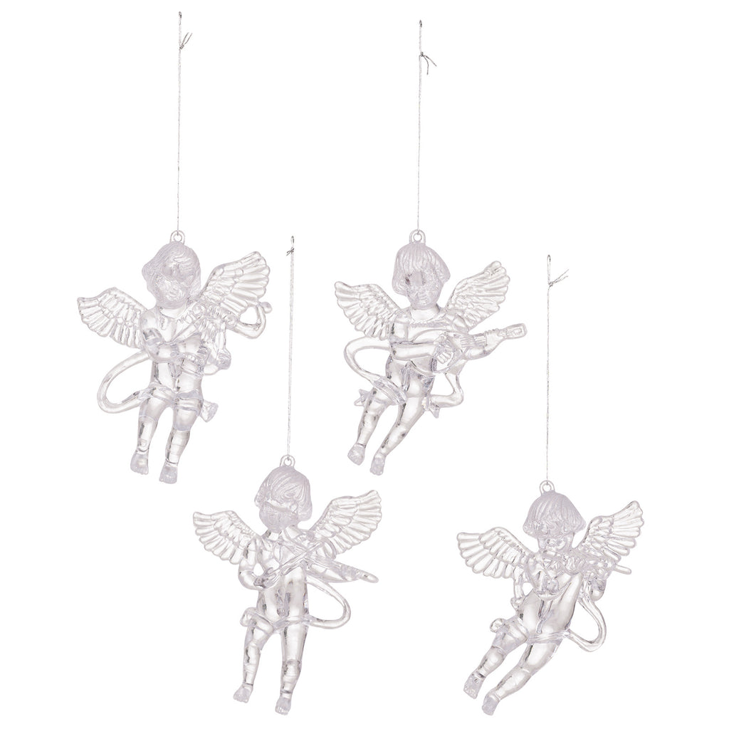 4pc Christmas Decorations Pendant Transparent Acrylic Angel