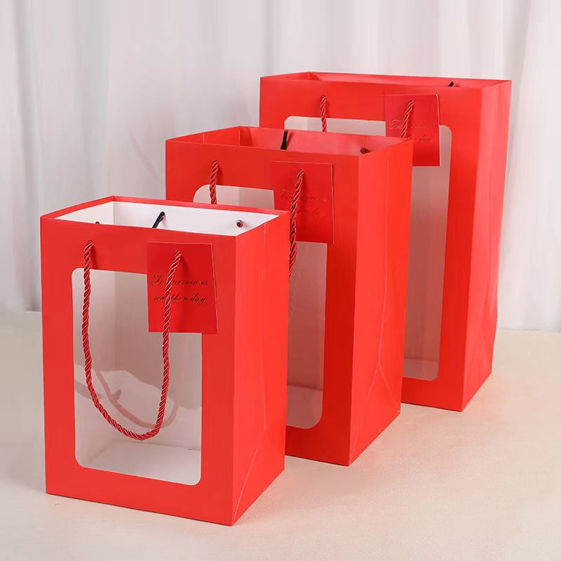 Transparent Hand Flowers Gift Bag