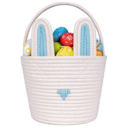 Easter Egg Portable Basket Cartoon Rabbit Hand-woven Cotton Cord Candy Bag