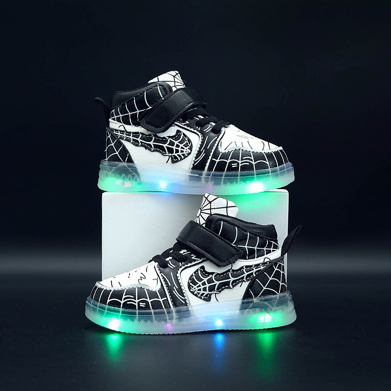 New Style LED-lit Leather Sneakers For Boys