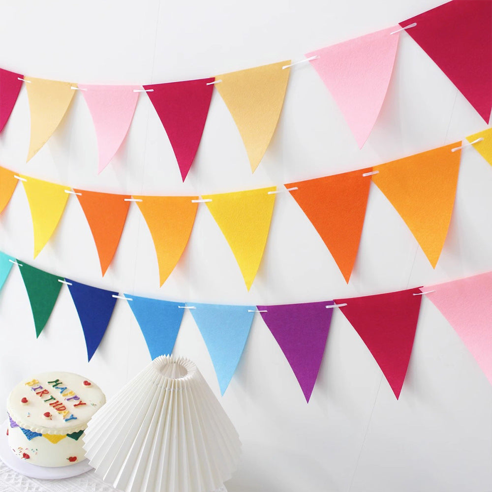 Felt Triangle Hanging Flag Baby Birthday Party Layout