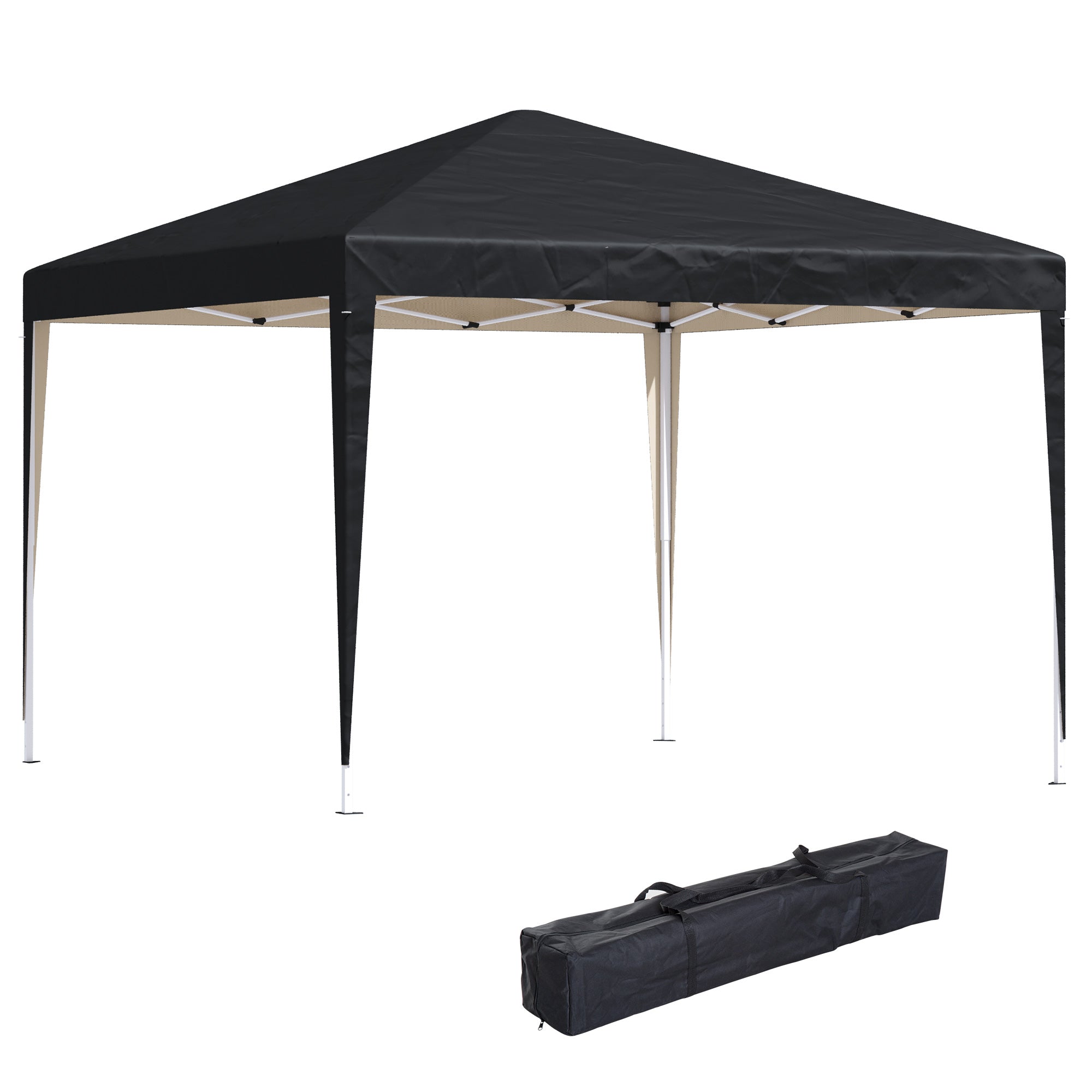 3 X 3M Garden Pop Up Gazebo Height Adjustable Marquee Party Tent Wedding Canopy With Carrying Bag, Black