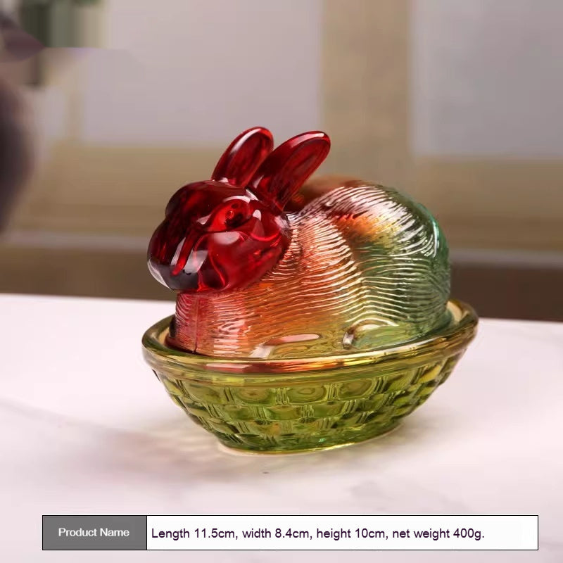 Crystal Glass Easter Cute Rabbit Candy Jar