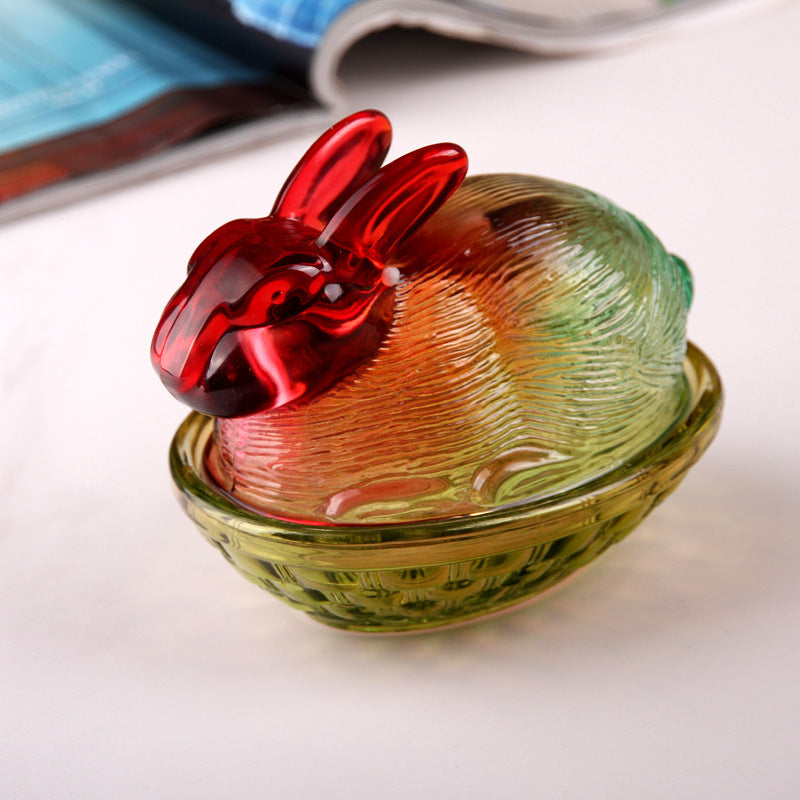 Crystal Glass Easter Cute Rabbit Candy Jar