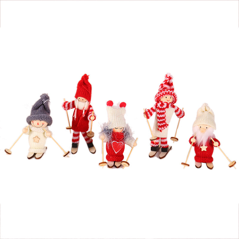 Creative Christmas Decoration Wooden Ski Doll