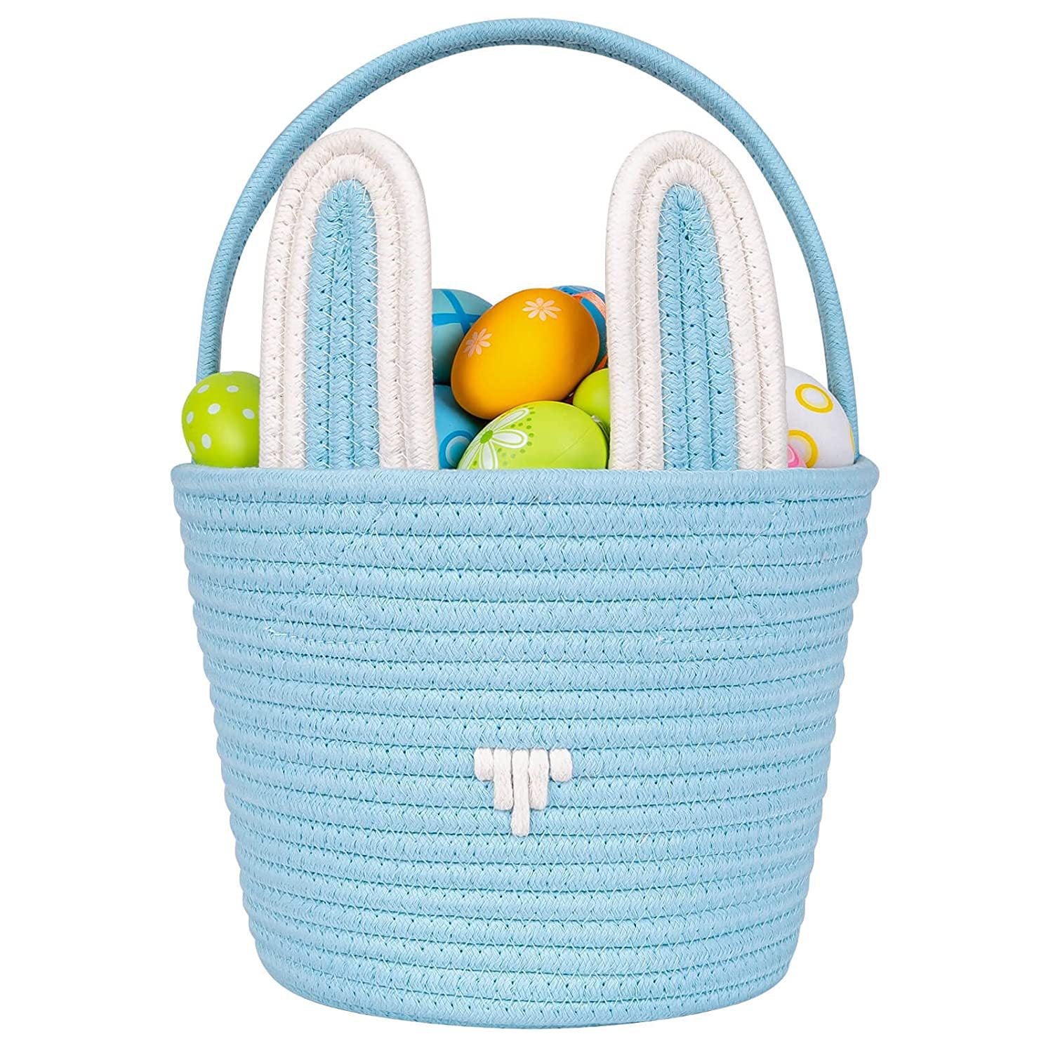 Easter Egg Portable Basket Cartoon Rabbit Hand-woven Cotton Cord Candy Bag