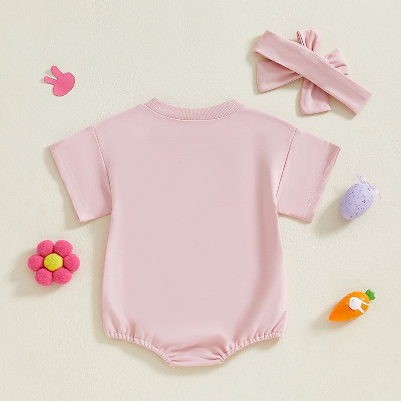 Summer Infant Easter Bunny Print Short-Sleeve Romper Headband